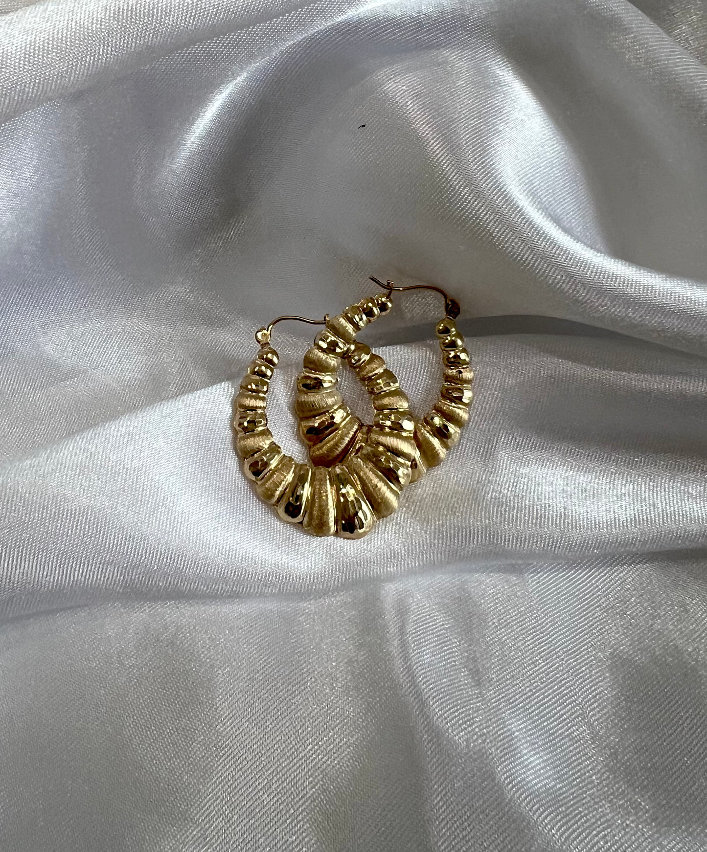 14K Real Gold Oval Hoop Earrings