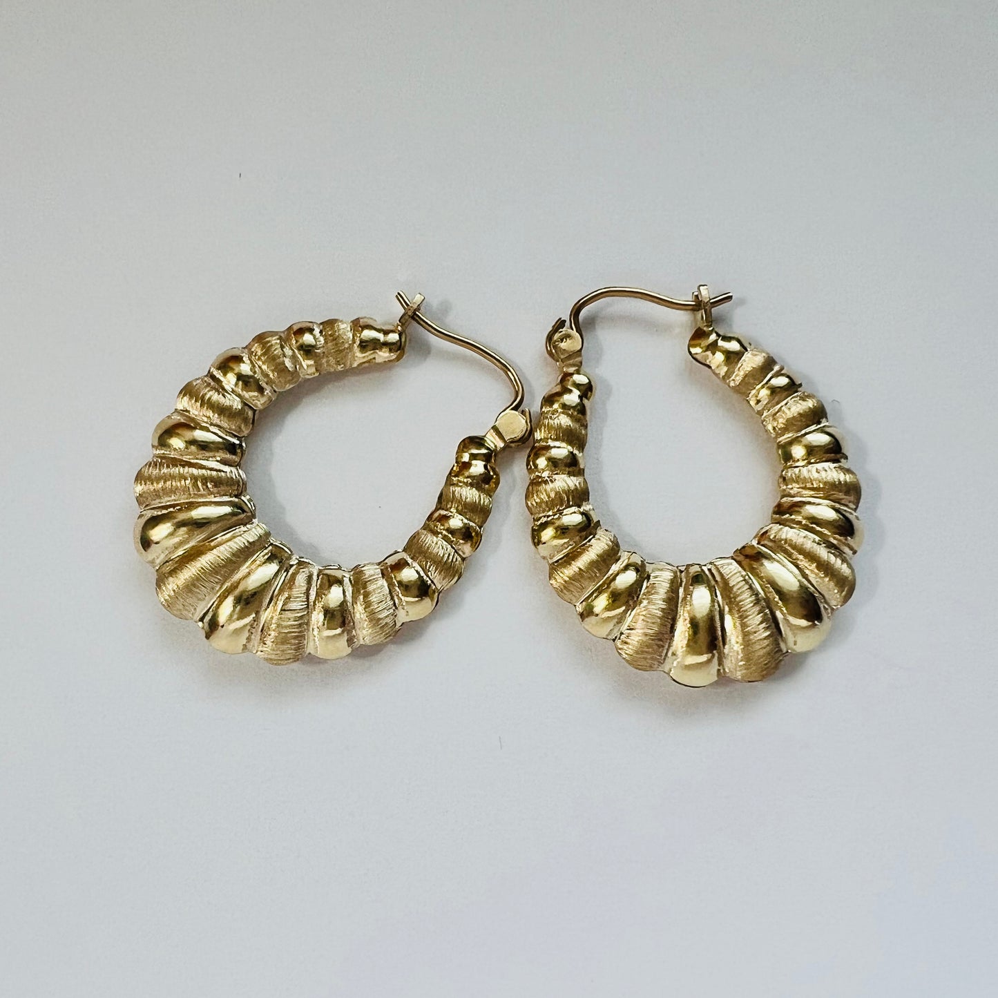 14k Real Gold Oval Hoop Earrings SM