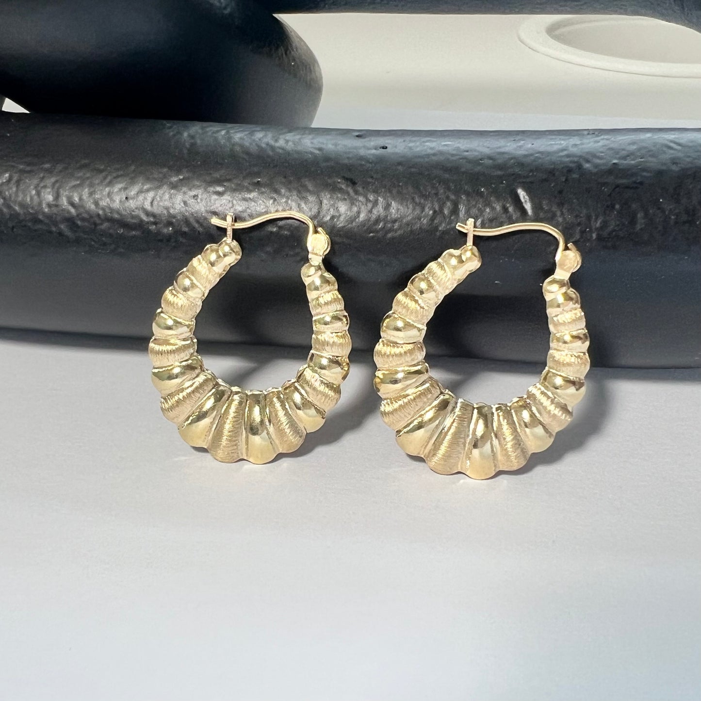 14k Real Gold Oval Hoop Earrings SM