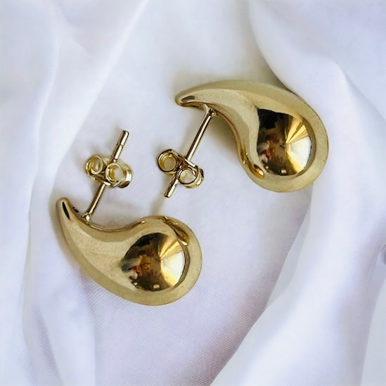 14k Real Gold Teardrop Earrings